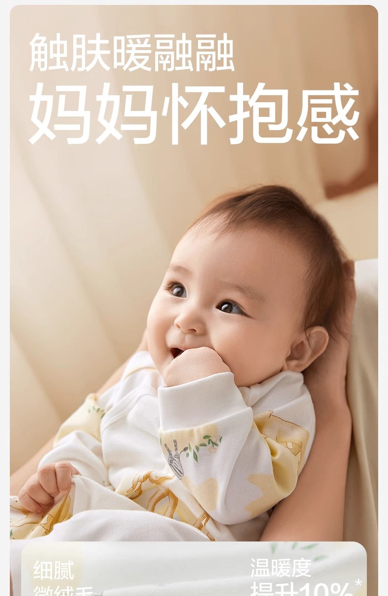 全棉时代超柔婴儿衣服宝宝春秋打底衣抗菌风柔棉连体衣新生儿睡衣