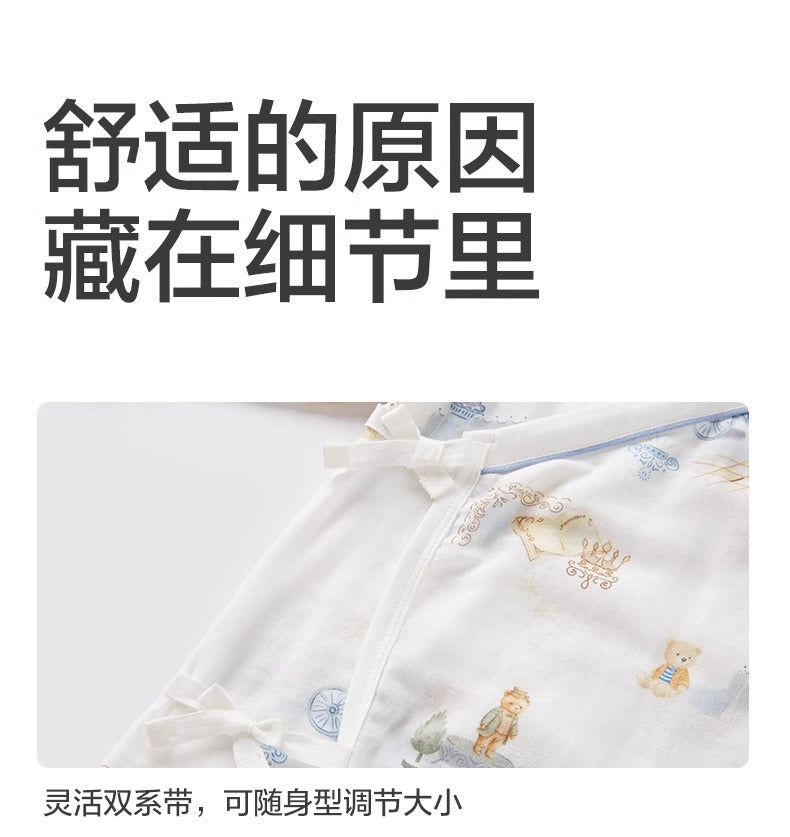 全棉时代双层纱布蝴蝶衣纯棉新生儿婴儿衣服宝宝连体衣春夏睡衣薄